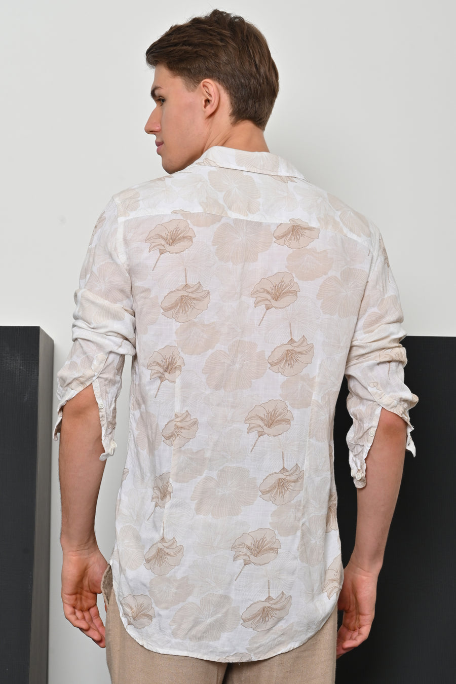 Sandro - Viscose Linen Printed Shirt - Beige