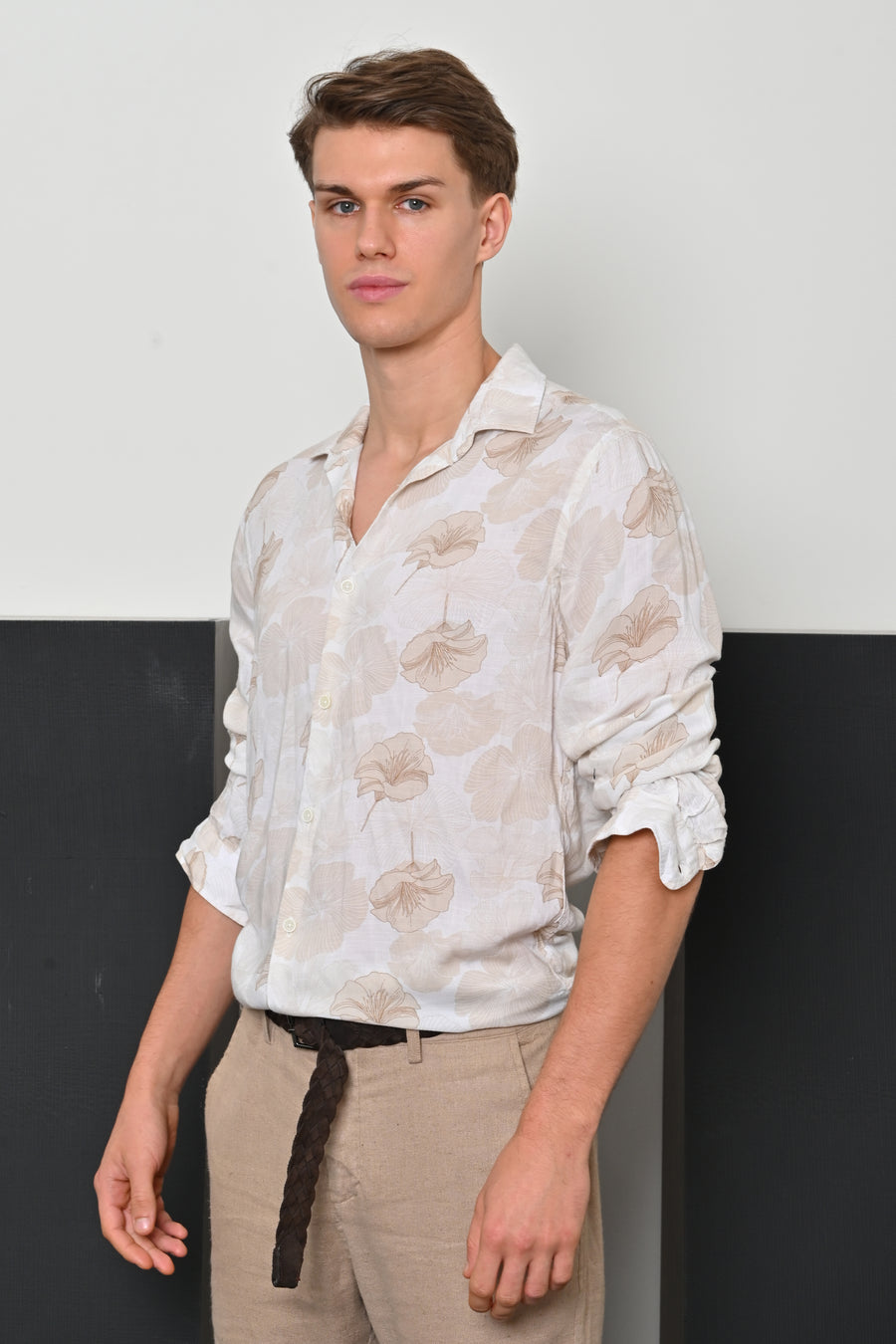 Sandro - Viscose Linen Printed Shirt - Beige