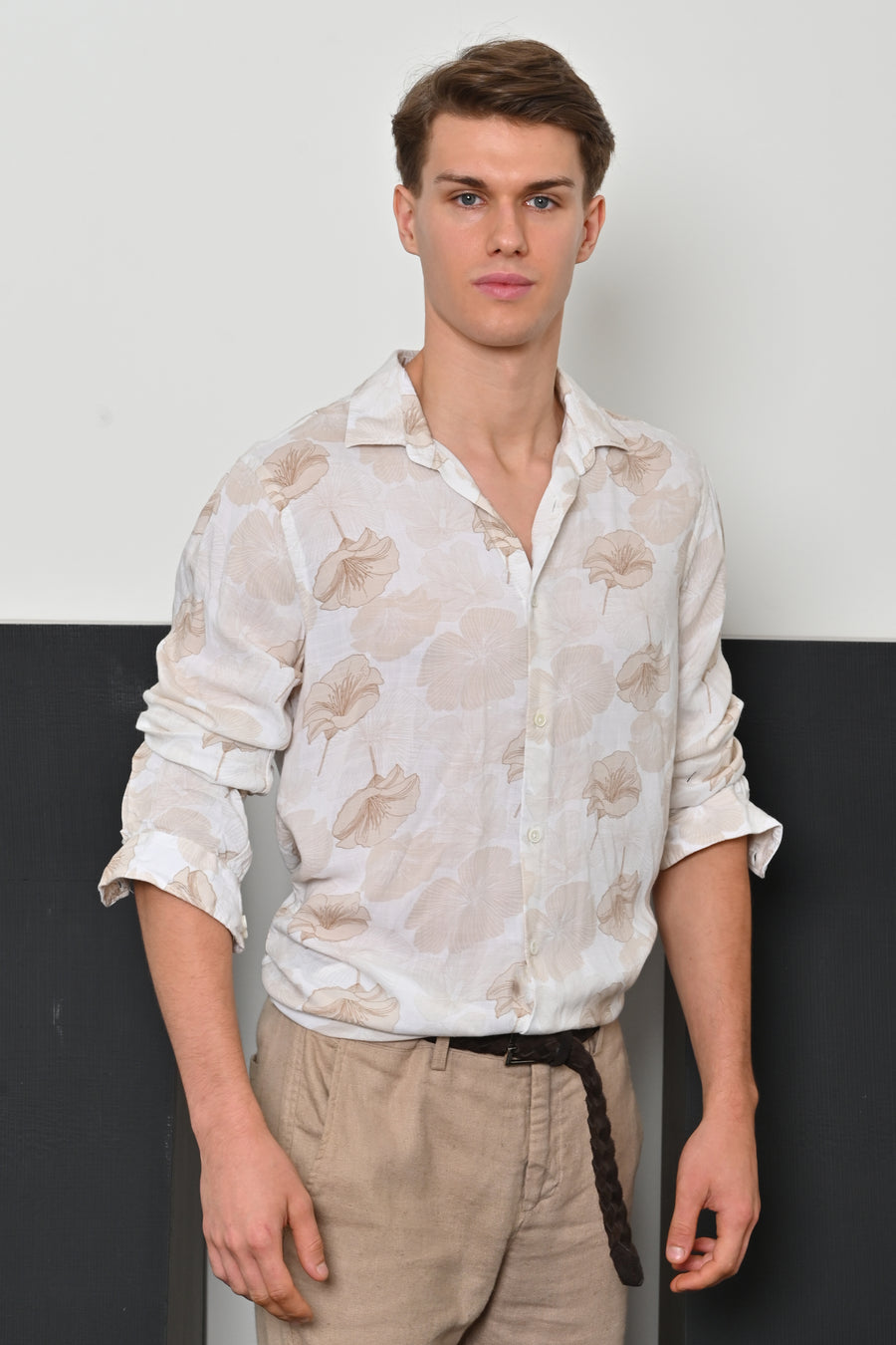 Sandro - Viscose Linen Printed Shirt - Beige