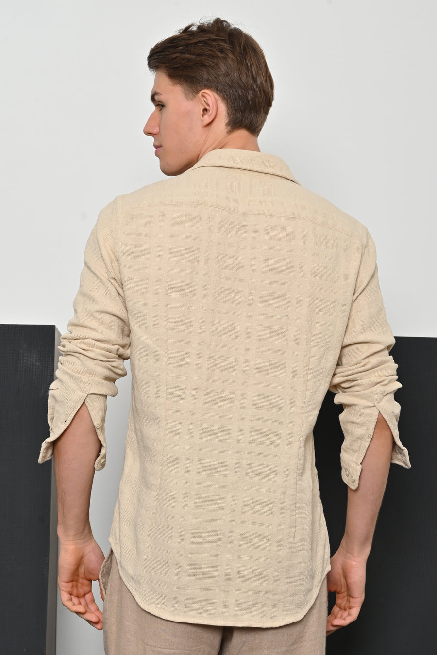 Skylar - Textured Solid Shirt - Beige