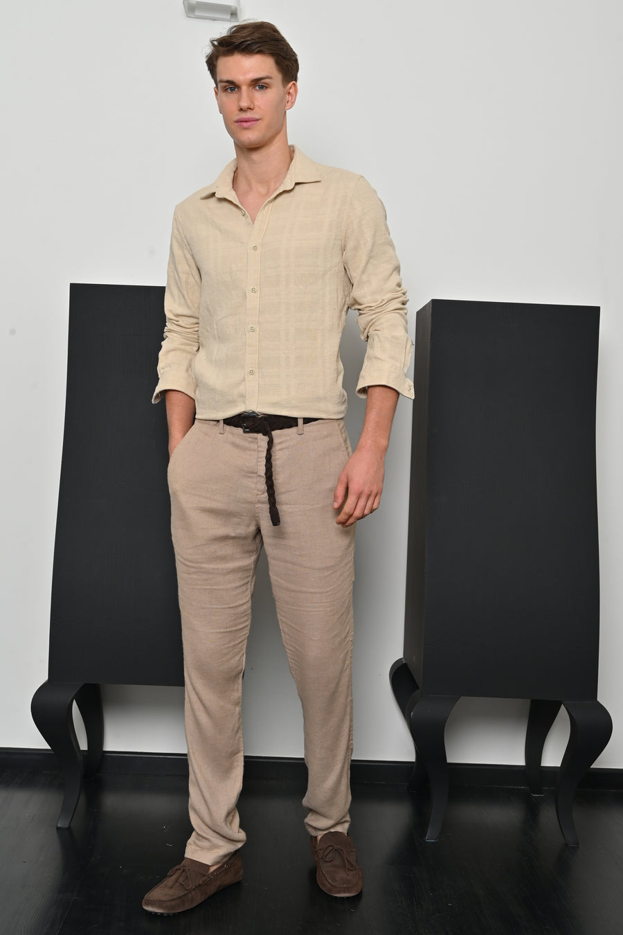 Skylar - Textured Solid Shirt - Beige