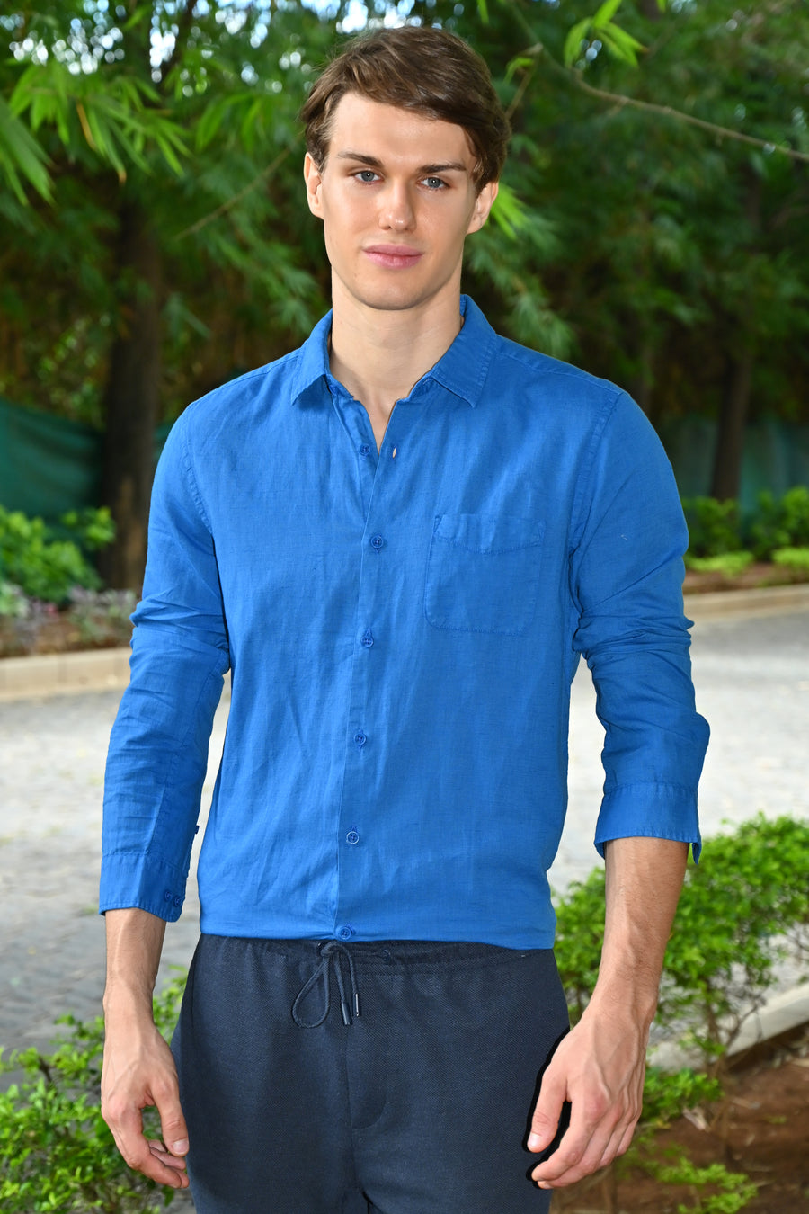 Goofy - Cotton Linen Shirt - Royal Blue