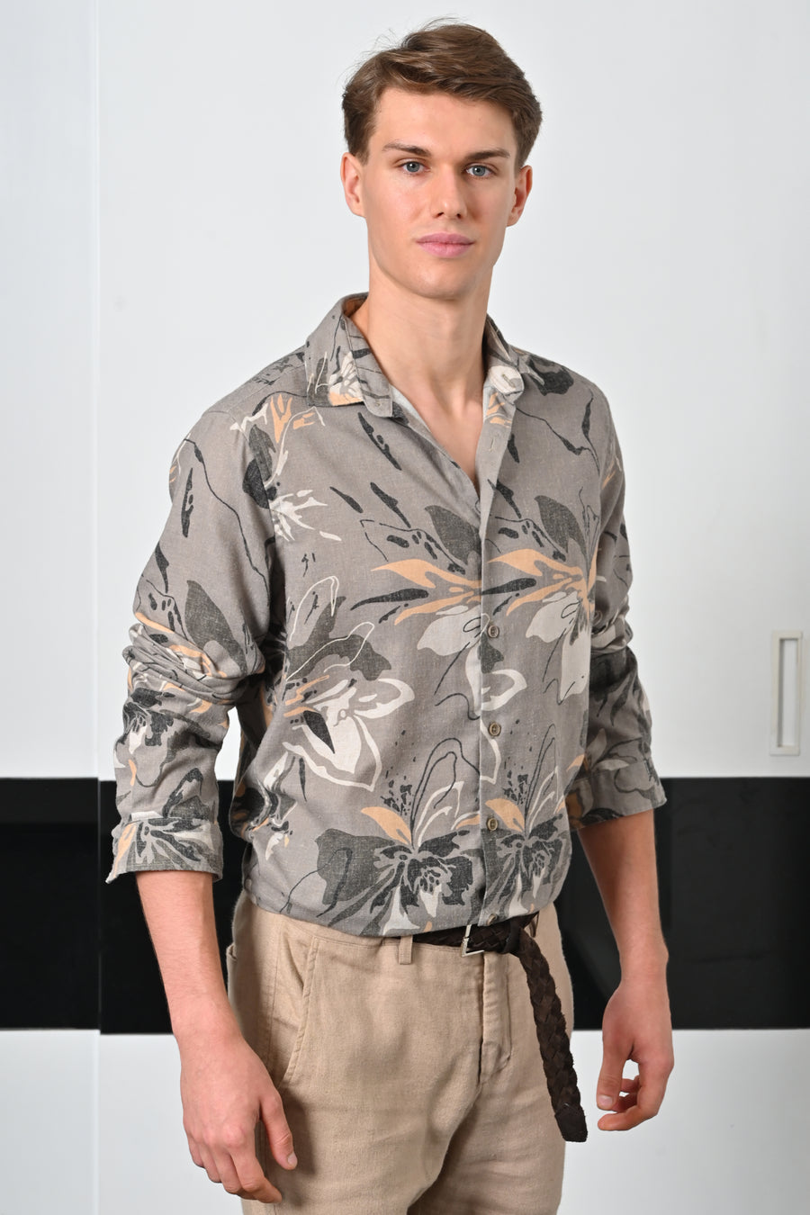 Cameron - Cotton Linen Printed Shirt - Green