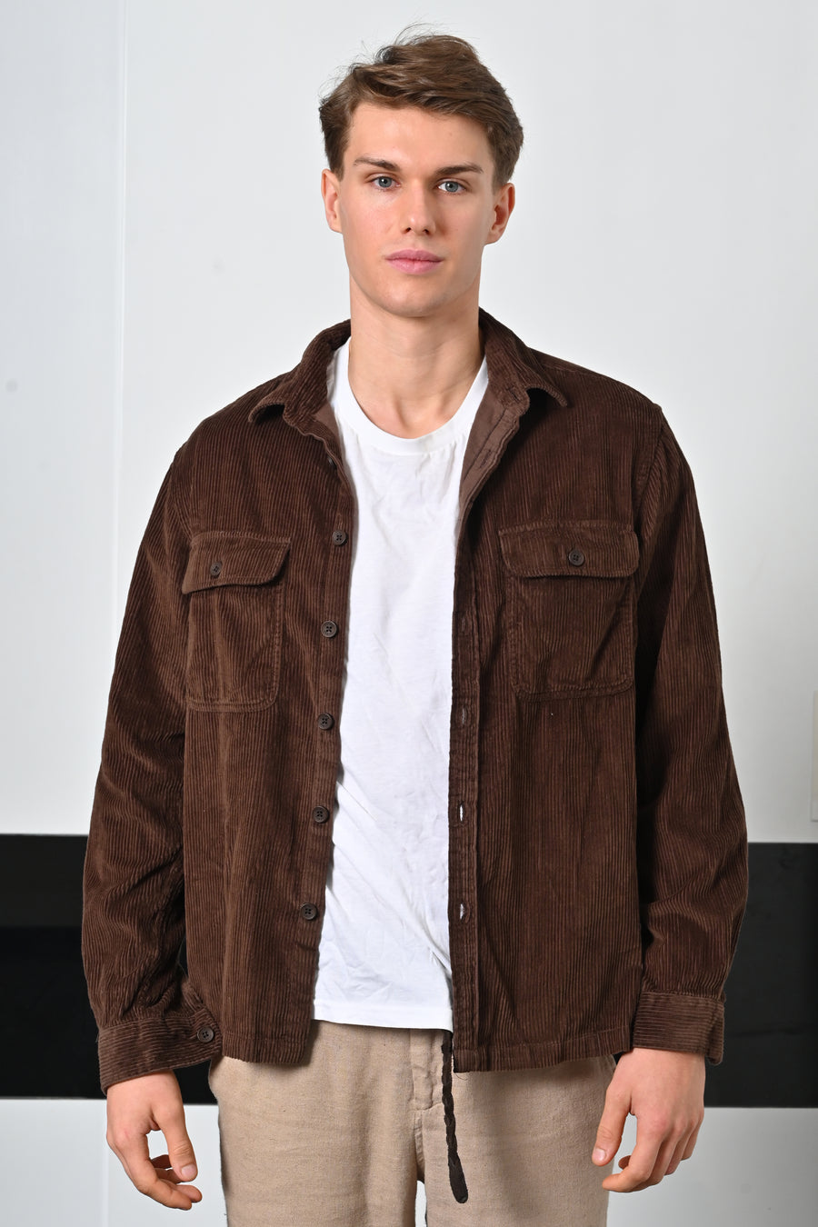 Topaz - Heavy Corduroy Overshirt - Chocolate