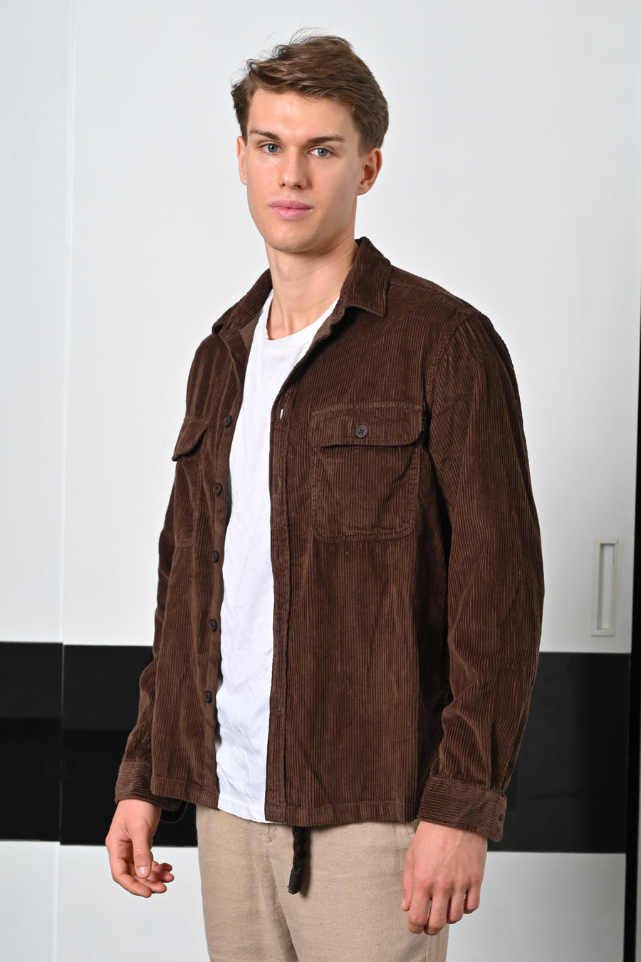 Topaz - Heavy Corduroy Overshirt - Chocolate