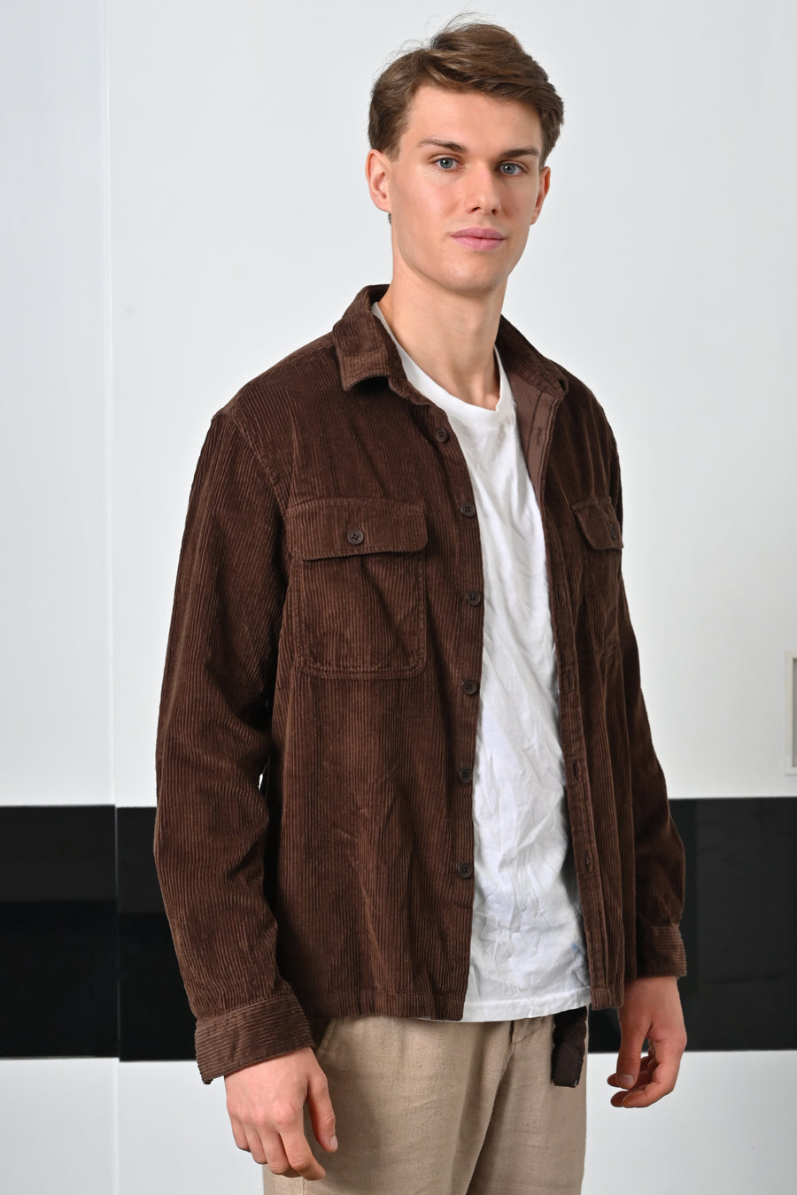 Topaz - Heavy Corduroy Overshirt - Chocolate