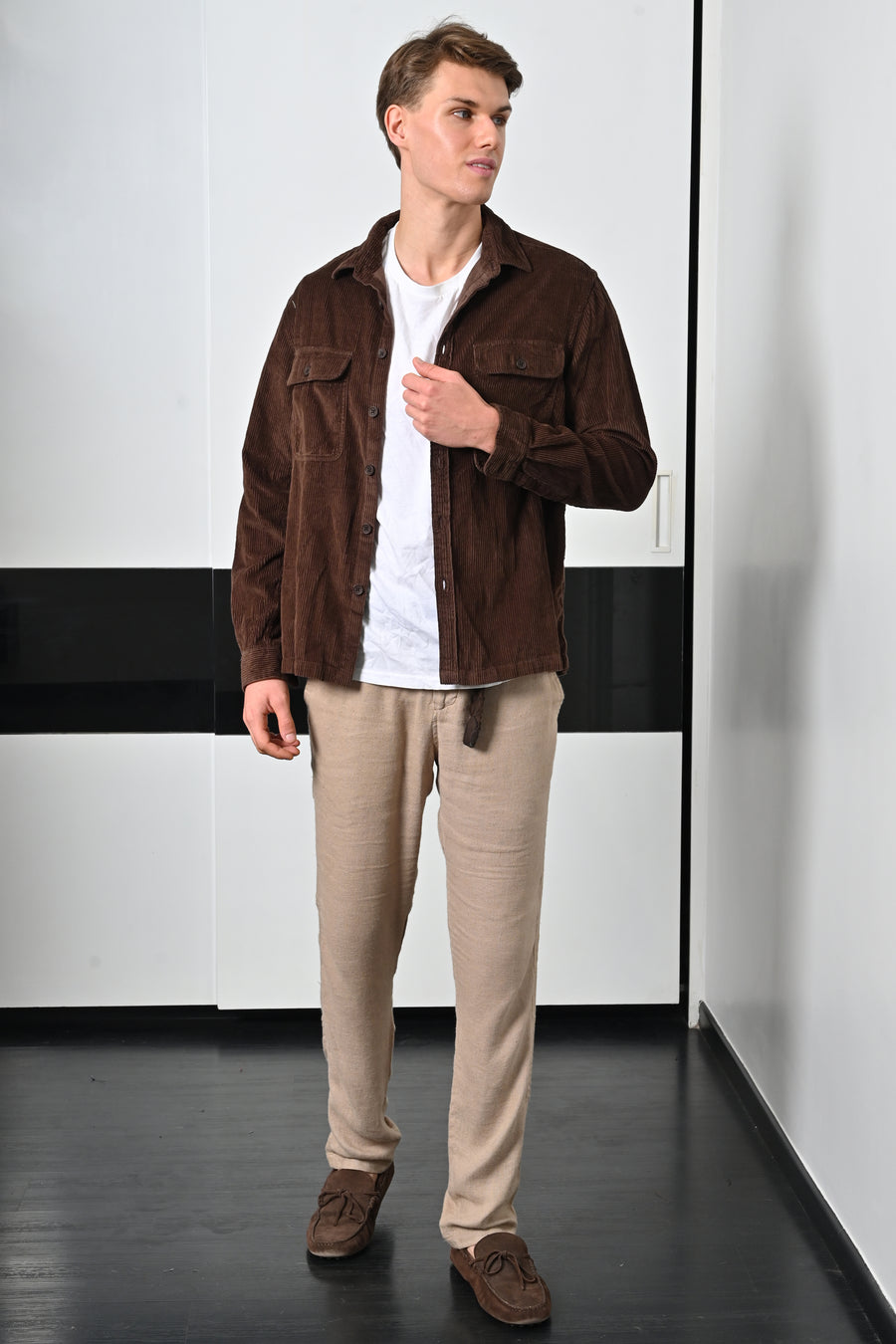 Topaz - Heavy Corduroy Overshirt - Chocolate