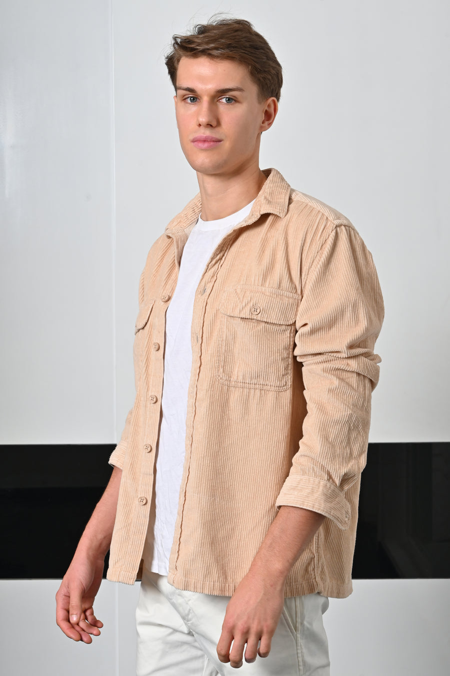 Topaz - Heavy Corduroy Overshirt - Beige