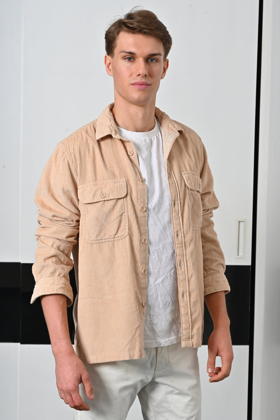 Topaz - Heavy Corduroy Overshirt - Beige