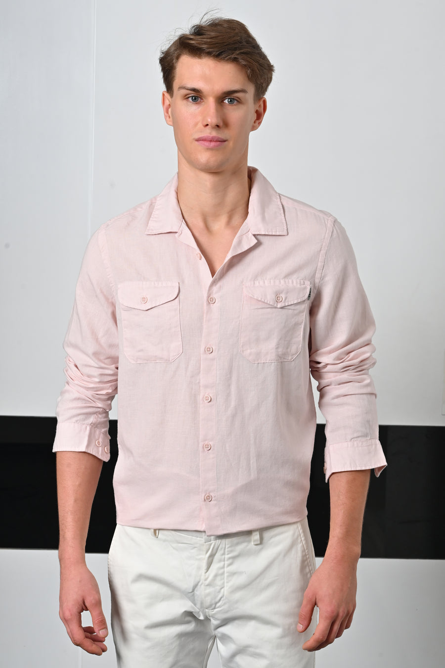 Turk - Cotton Linen Pocketed Shirt - Pink