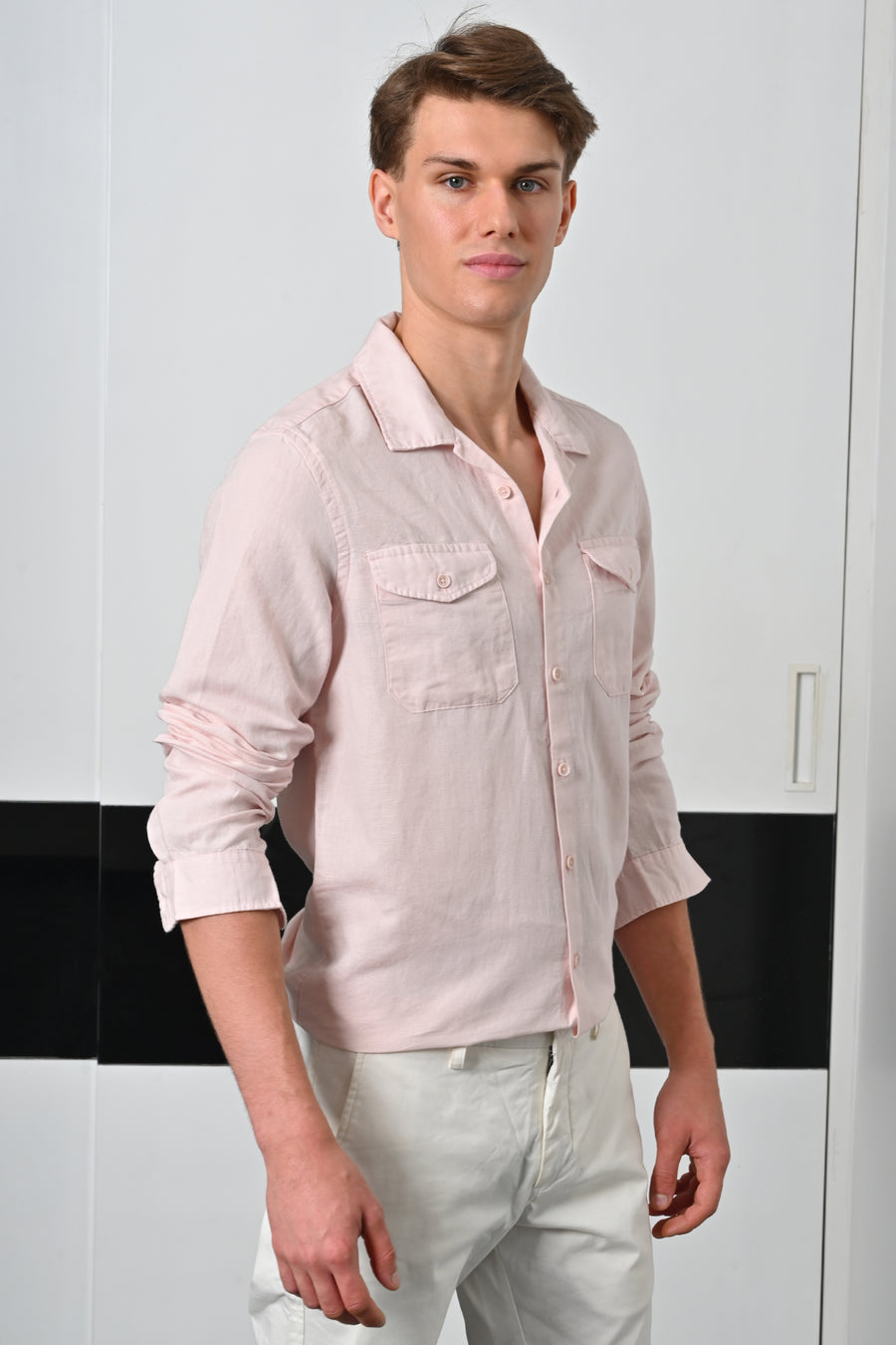 Turk - Cotton Linen Pocketed Shirt - Pink