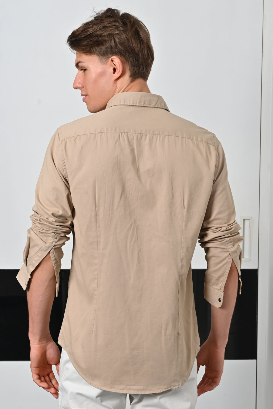 Brigham - Cotton Pocketed Solid Shirt - Beige