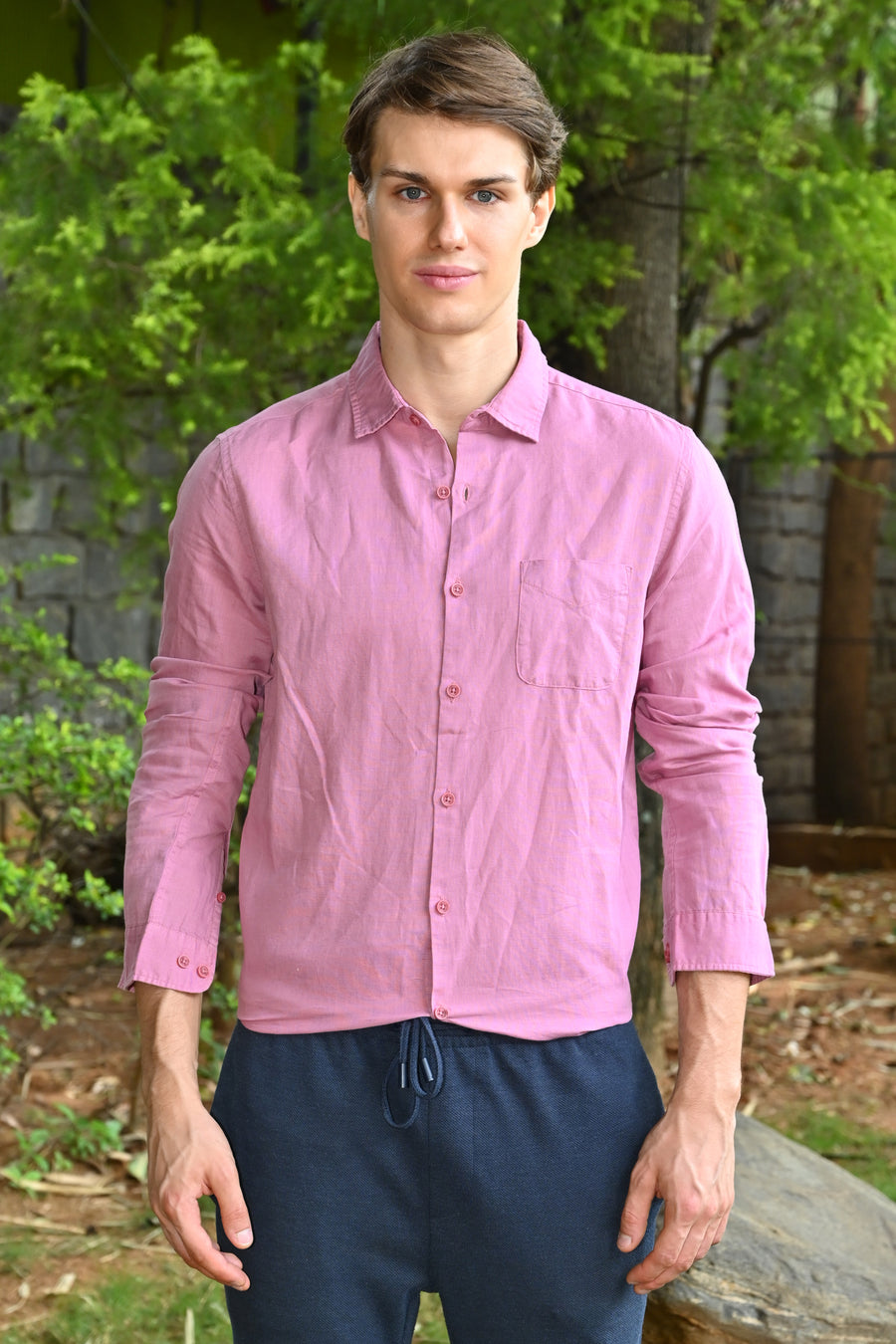 Goofy - Cotton Linen Shirt - Pink