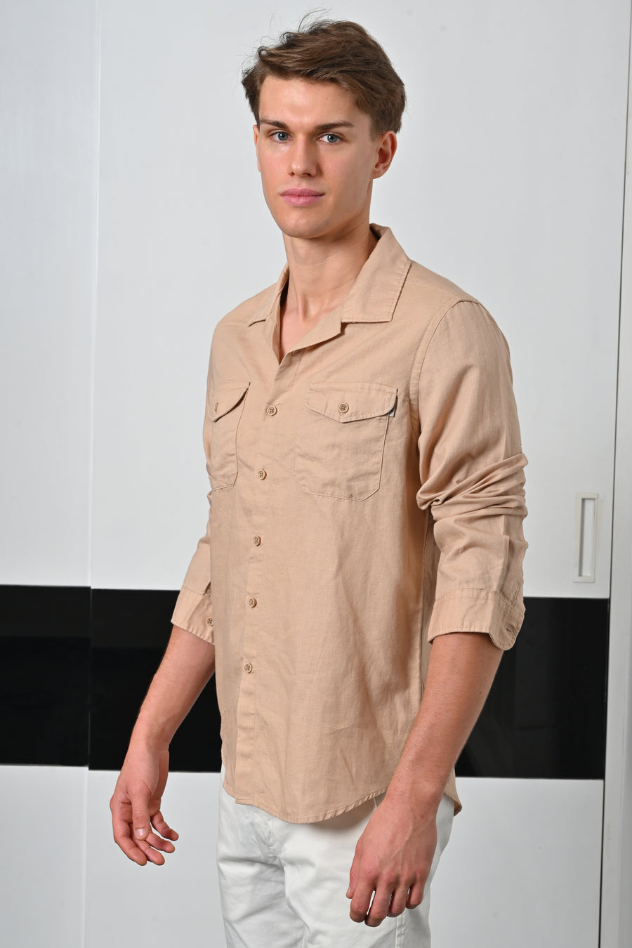 Turk - Cotton Linen Pocketed Shirt - Sand