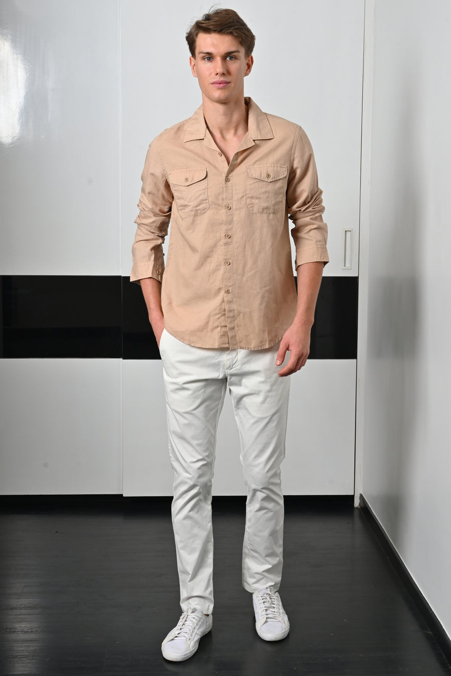 Turk - Cotton Linen Pocketed Shirt - Sand