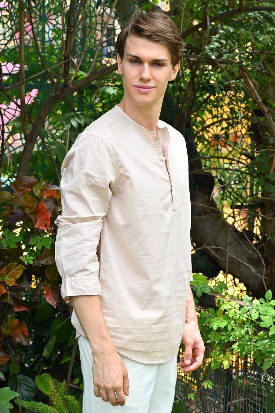 Streak - Cotton Kurta Shirt - Beige