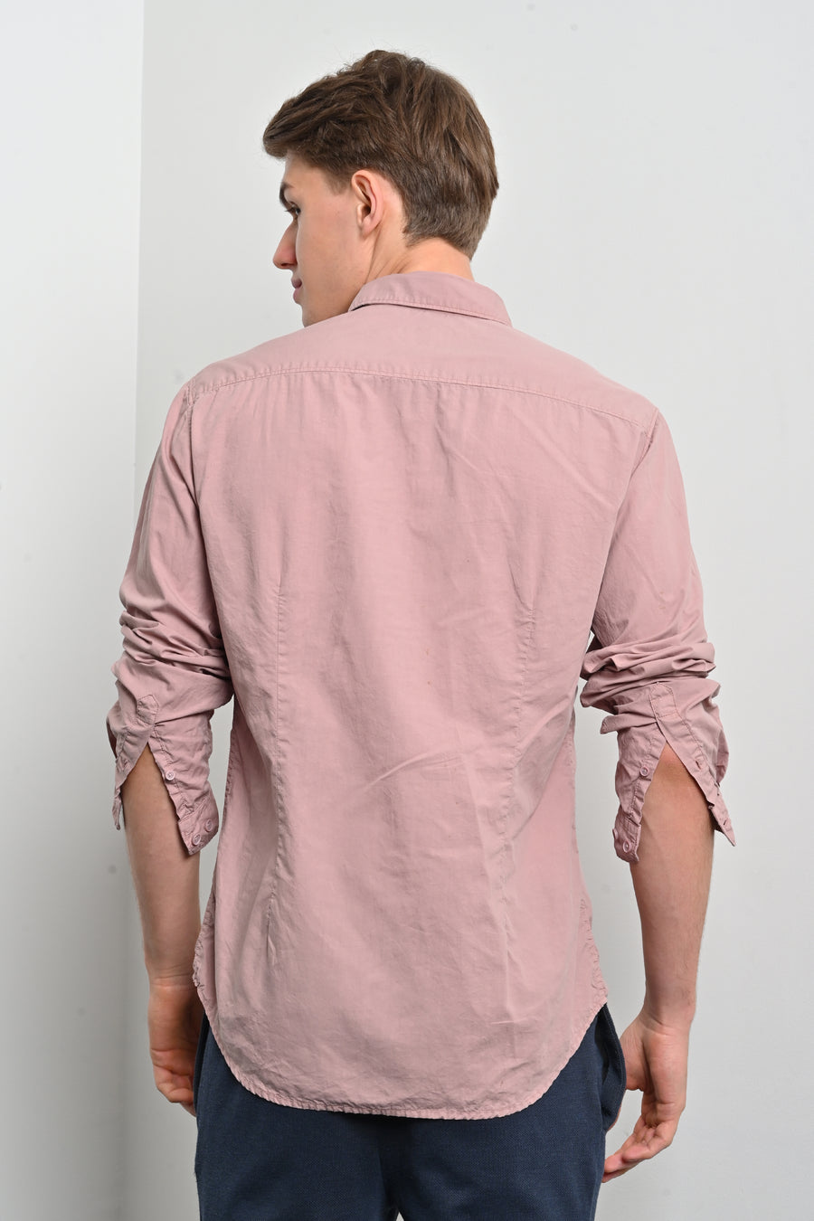 Galen - Fine Cotton Solid Shirt - Dusky Pink