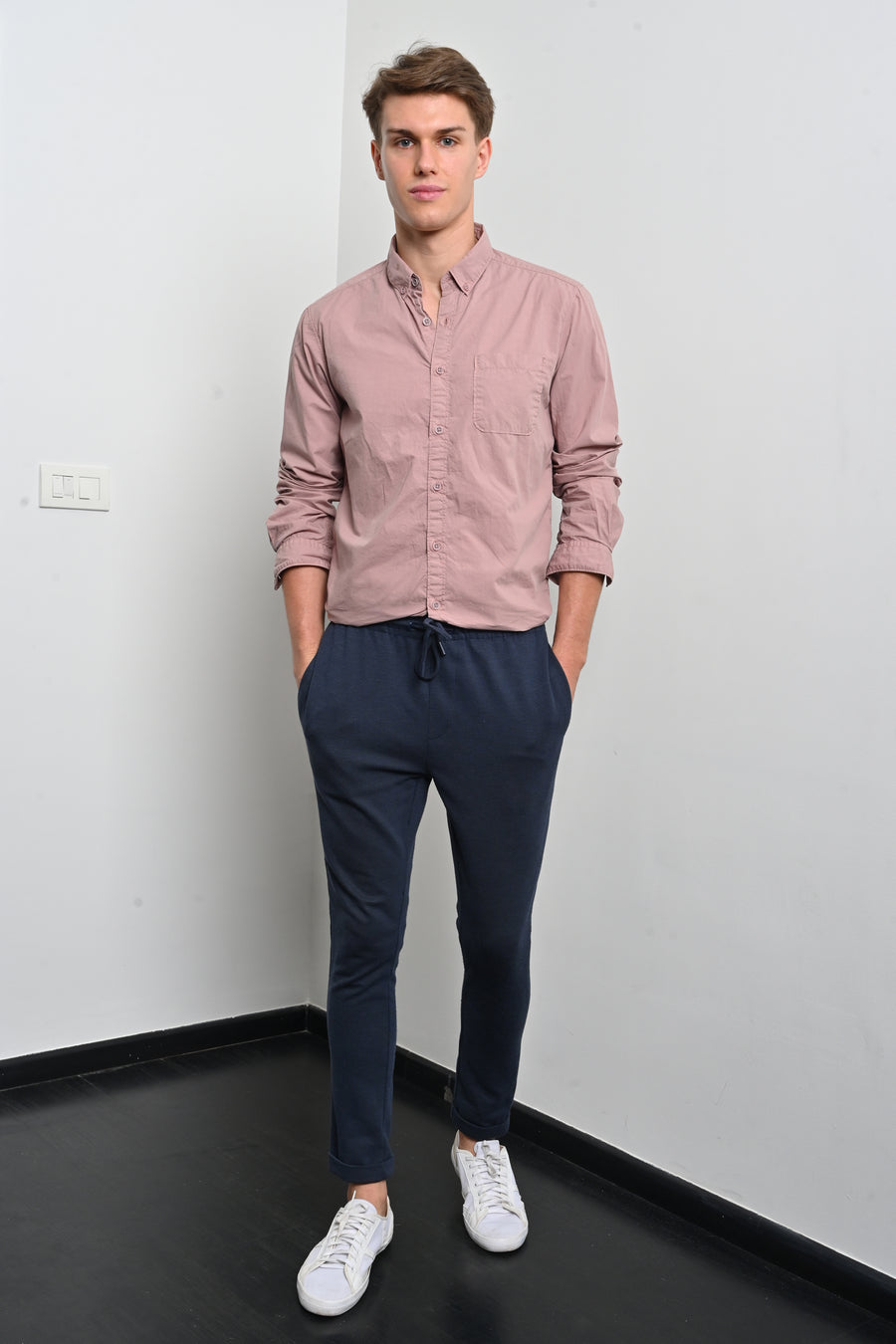 Galen - Fine Cotton Solid Shirt - Dusky Pink