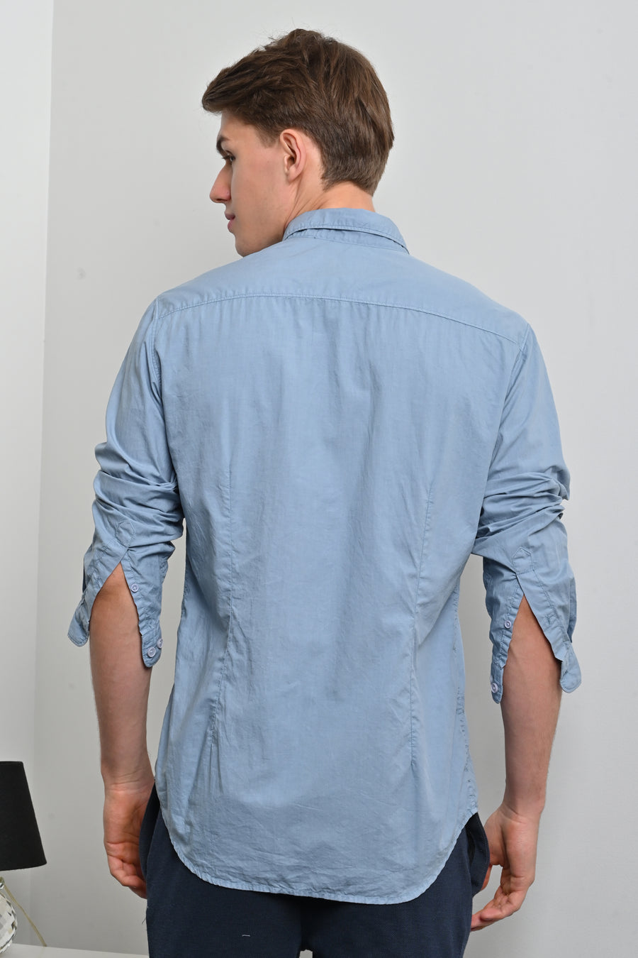 Galen - Fine Cotton Solid Shirt - Blue