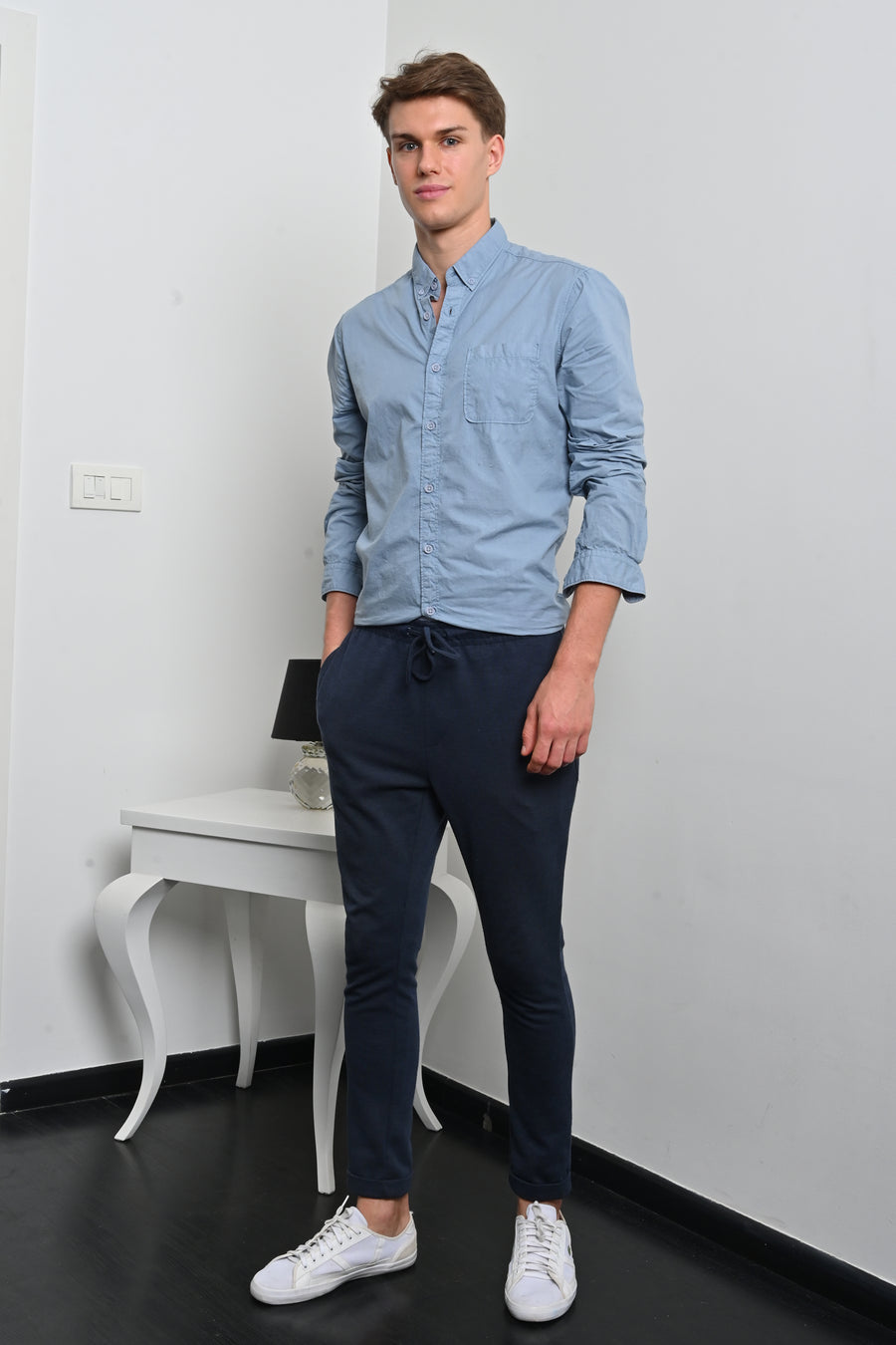 Galen - Fine Cotton Solid Shirt - Blue