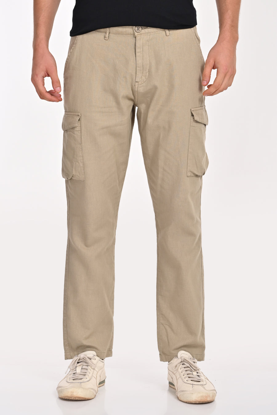 Ivan - Cotton Linen Cargo Trouser - Pista