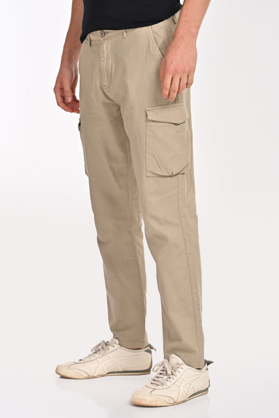 Ivan - Cotton Linen Cargo Trouser - Pista