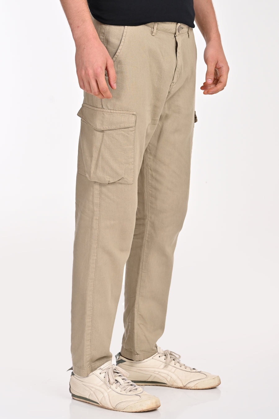 Ivan - Cotton Linen Cargo Trouser - Pista