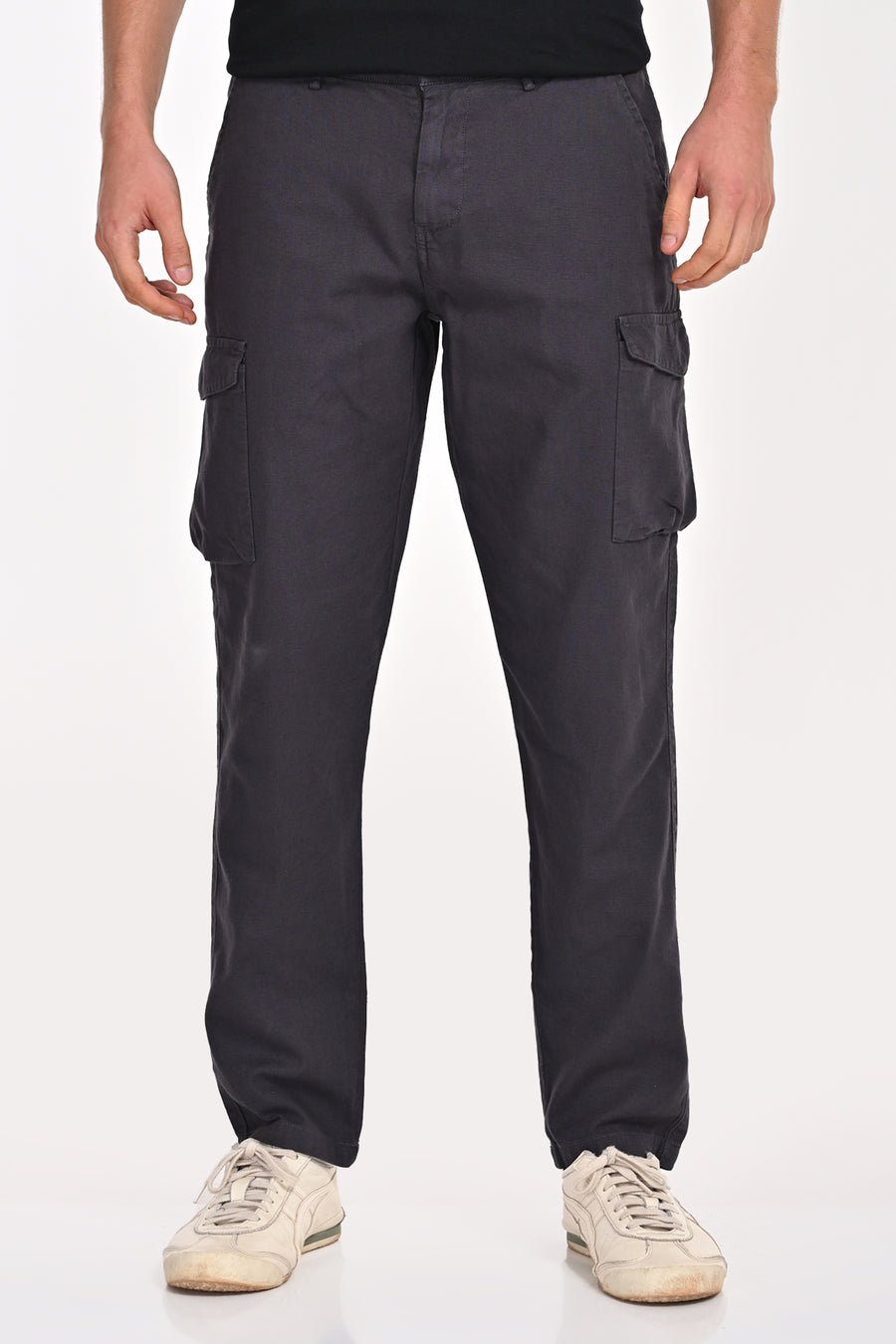 Ivan - Cotton Linen Cargo Trouser - Dk Grey