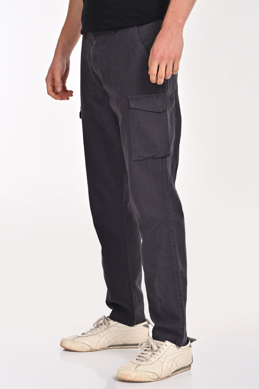 Ivan - Cotton Linen Cargo Trouser - Dk Grey