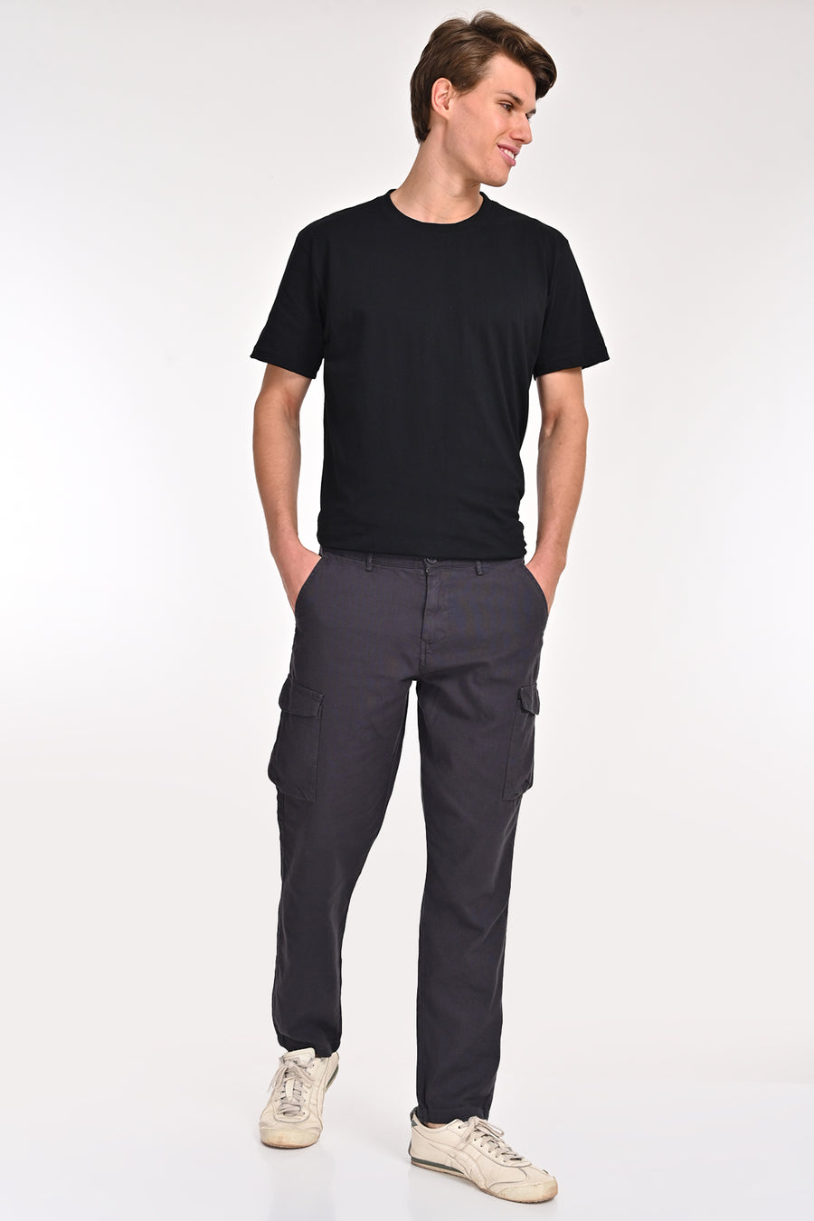 Ivan - Cotton Linen Cargo Trouser - Dk Grey