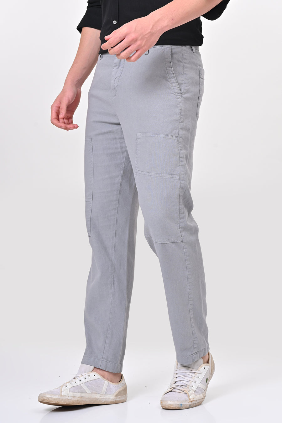 Ivory - Linen Detailed Trouser - Blue