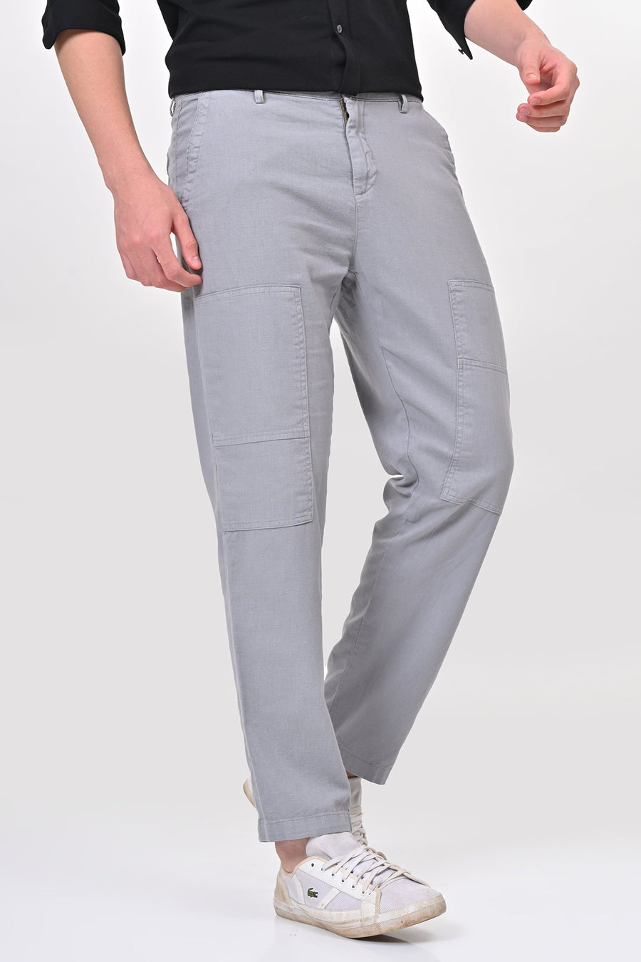 Ivory - Linen Detailed Trouser - Blue