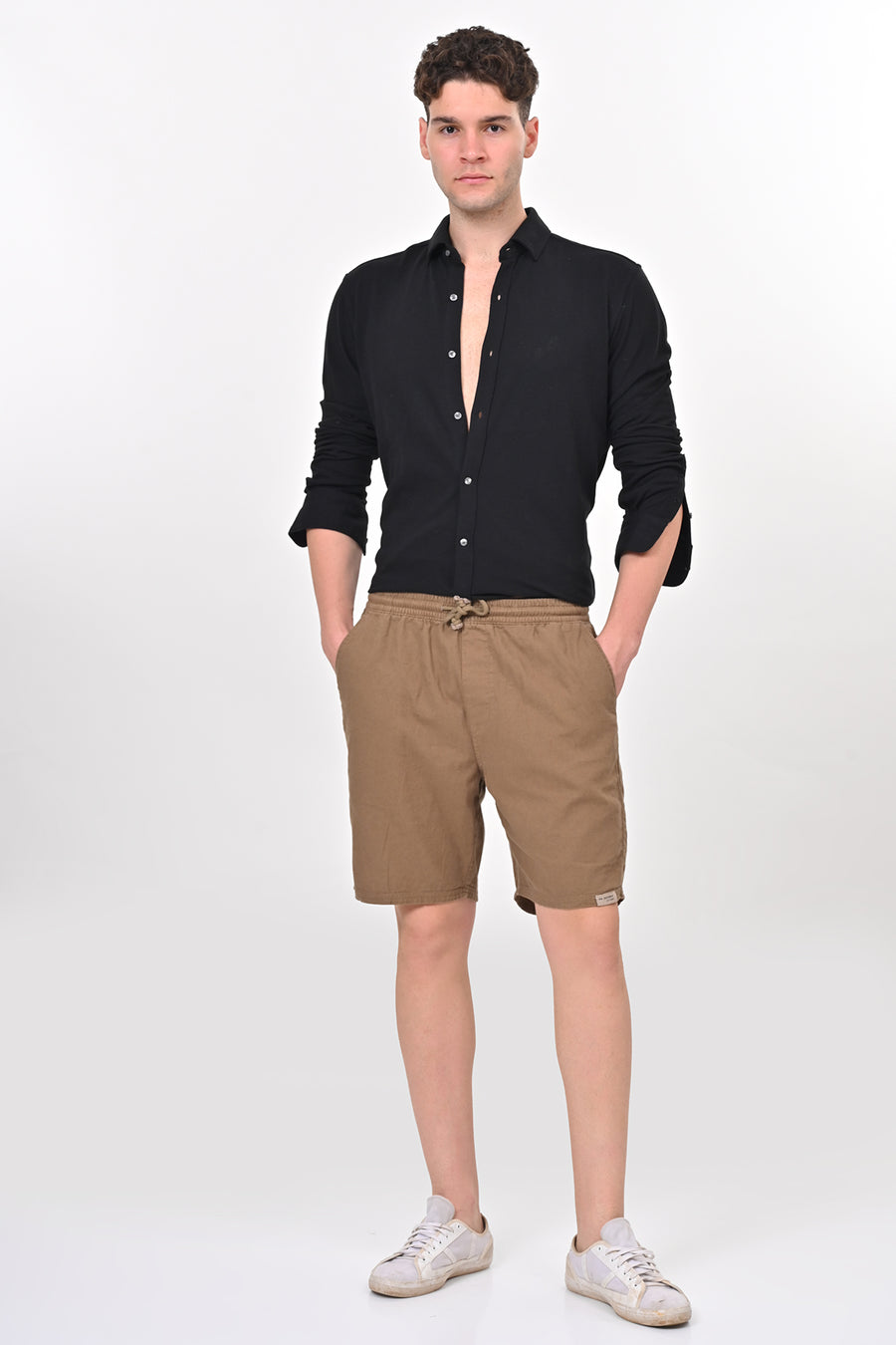 Impel - Cotton Linen Shorts - Khaki