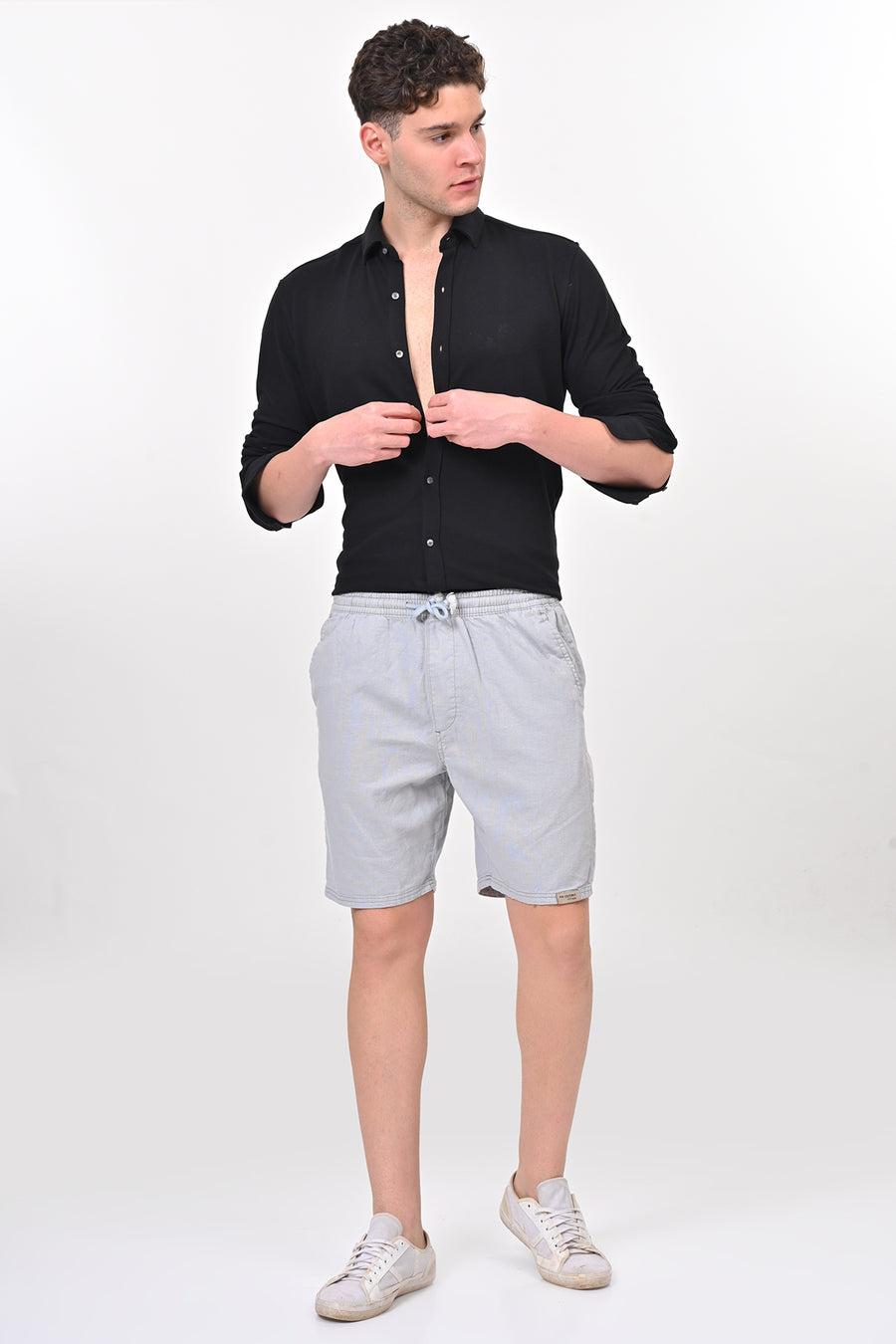 Impel - Cotton Linen Shorts - Silver