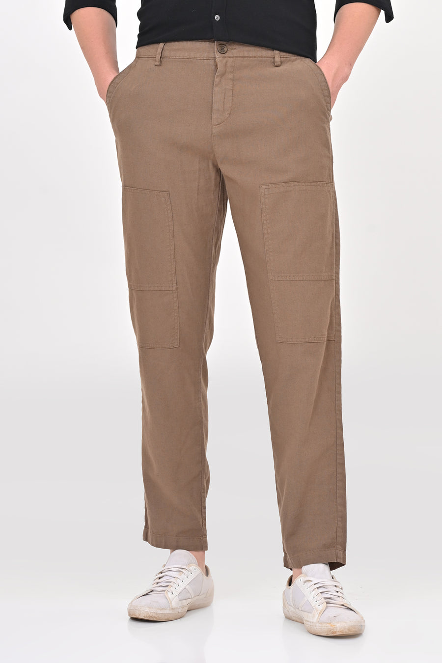 Ivory - Linen Detailed Trouser - Taupe