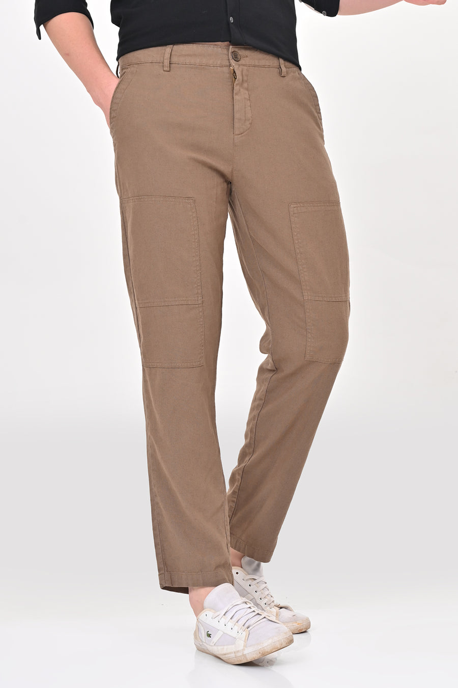 Ivory - Linen Detailed Trouser - Taupe