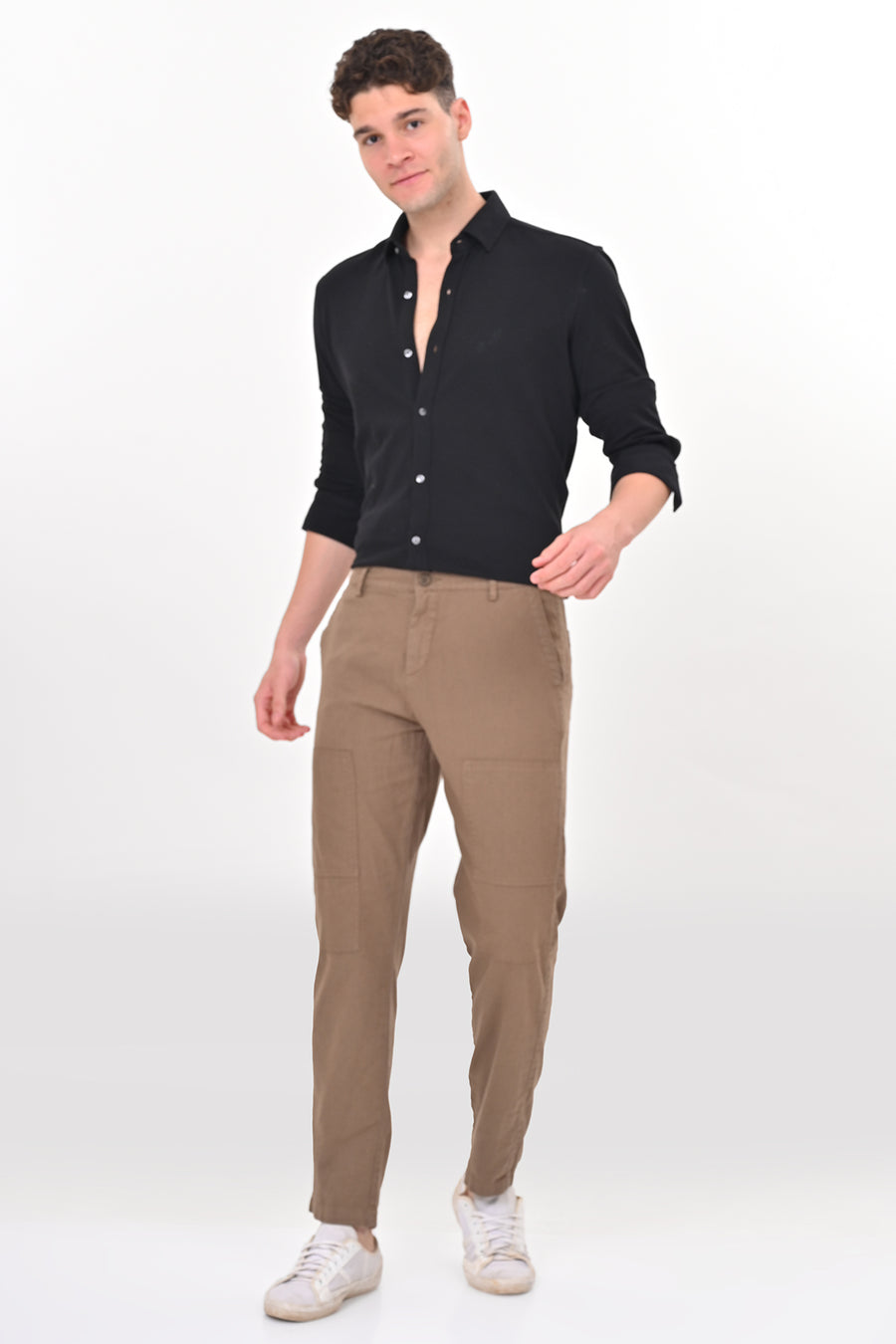 Ivory - Linen Detailed Trouser - Taupe