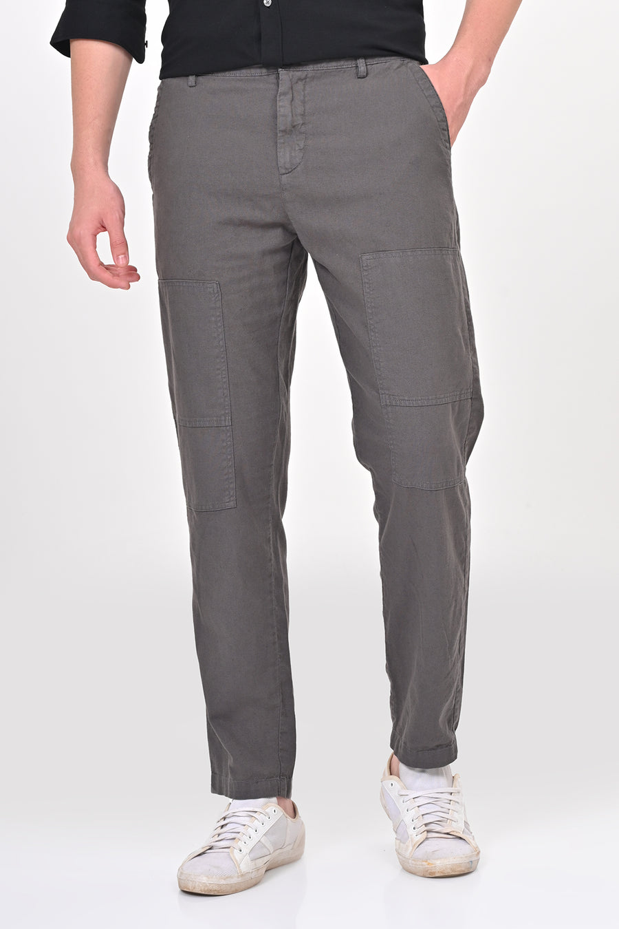 Ivory - Linen Detailed Trouser - Dk Grey