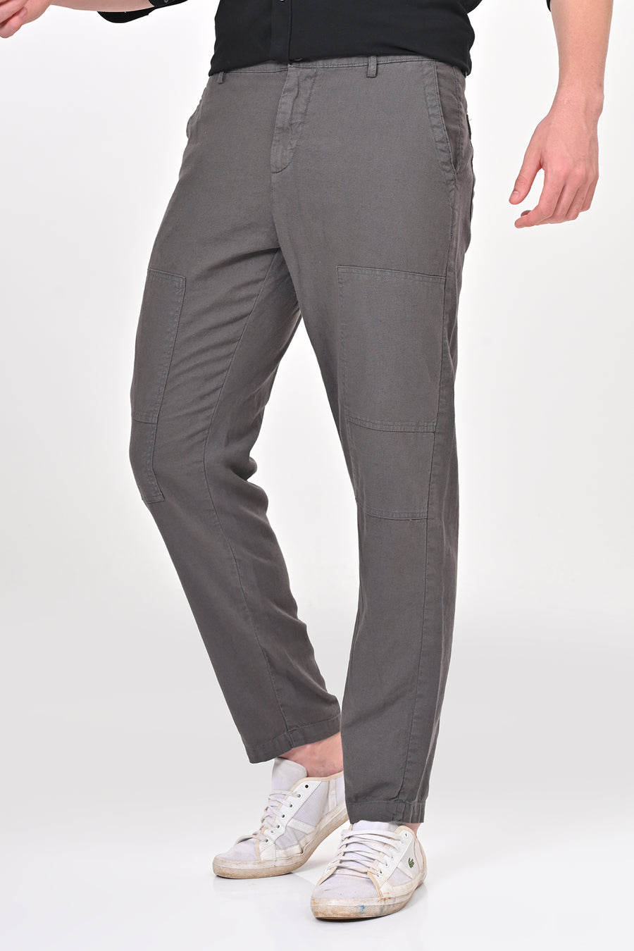 Ivory - Linen Detailed Trouser - Dk Grey