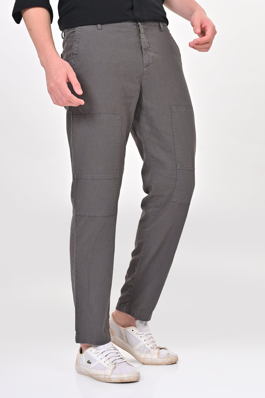 Ivory - Linen Detailed Trouser - Dk Grey