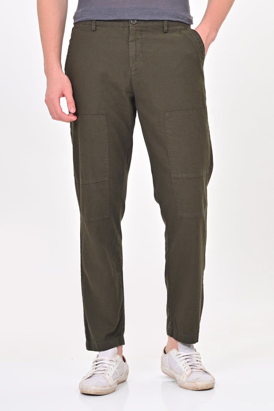 Ivory - Linen Detailed Trouser - Olive