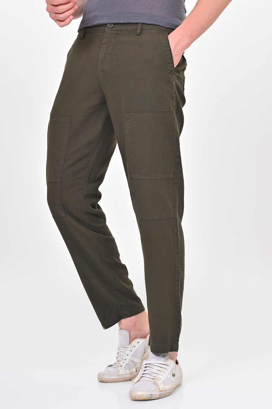 Ivory - Linen Detailed Trouser - Olive