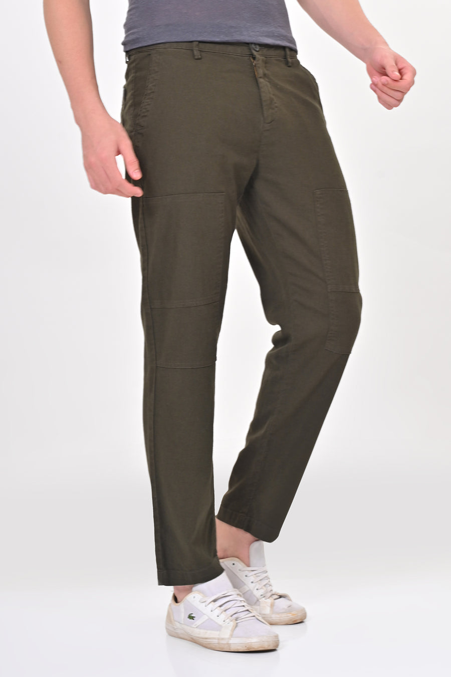 Ivory - Linen Detailed Trouser - Olive