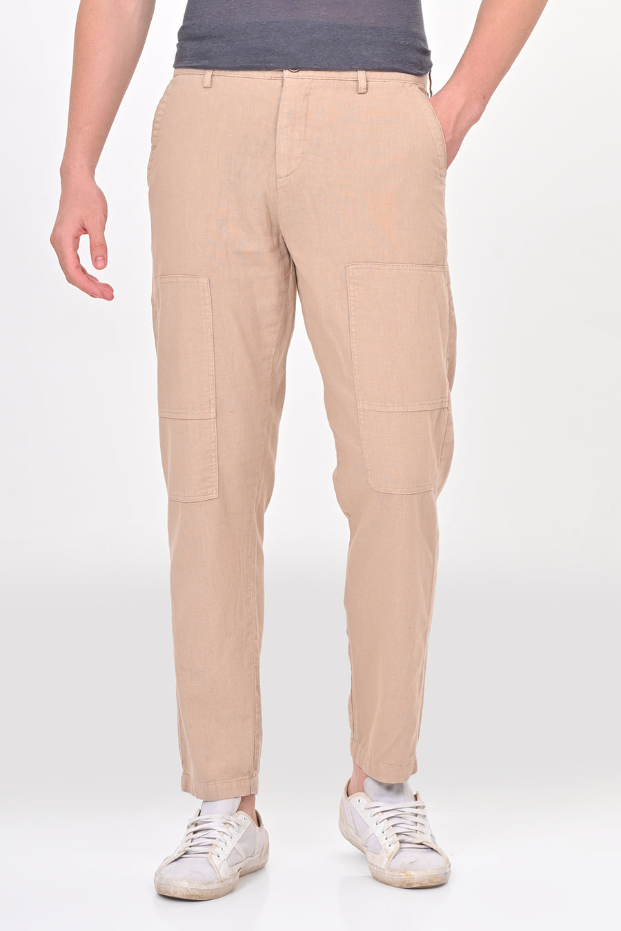 Ivory - Linen Detailed Trouser - Beige