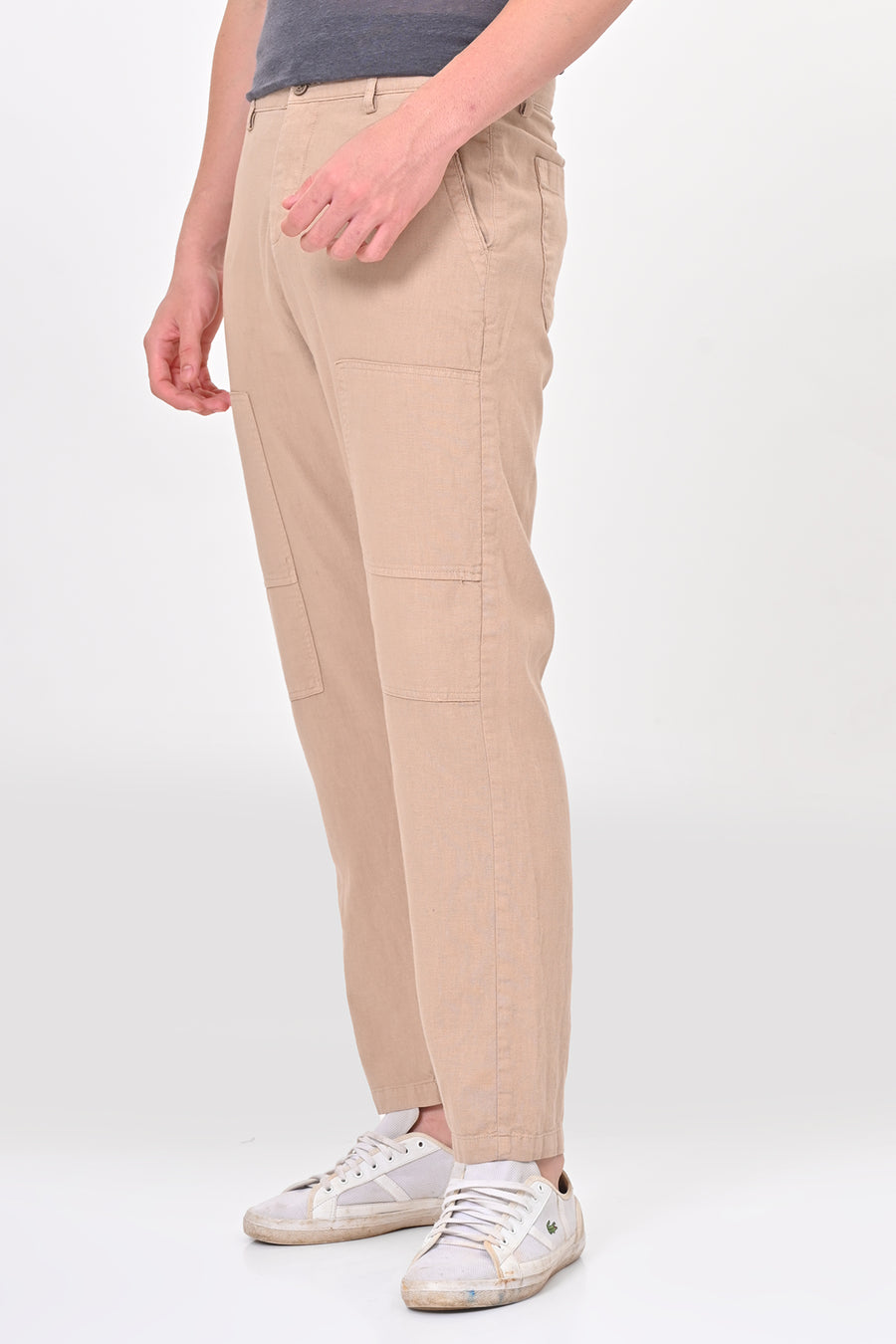 Ivory - Linen Detailed Trouser - Beige