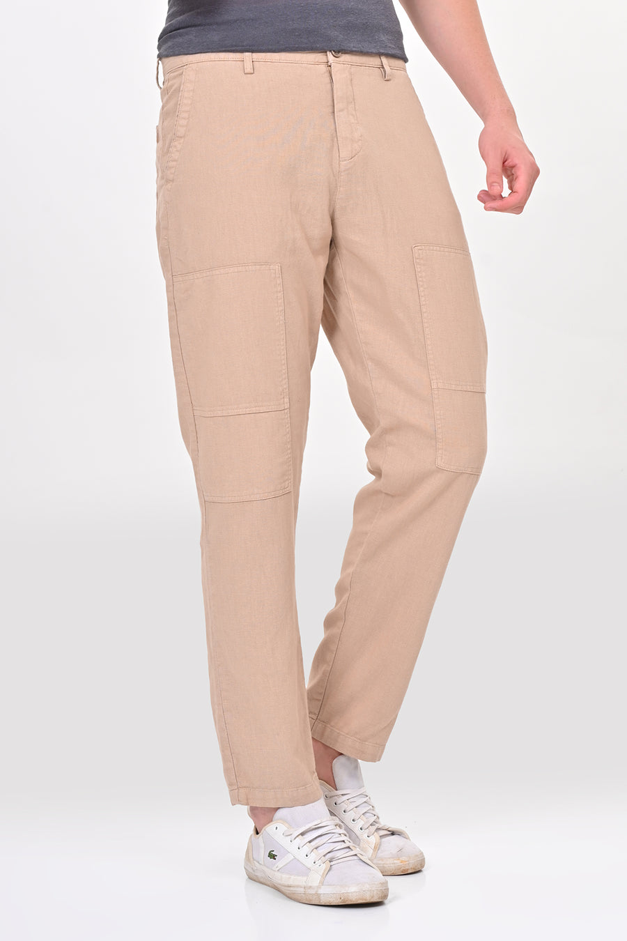 Ivory - Linen Detailed Trouser - Beige