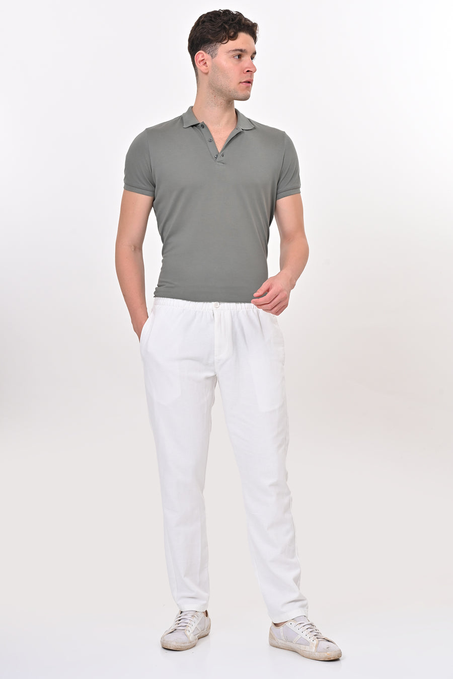 Abandon - Elastic Waist Comfort Trouser - White