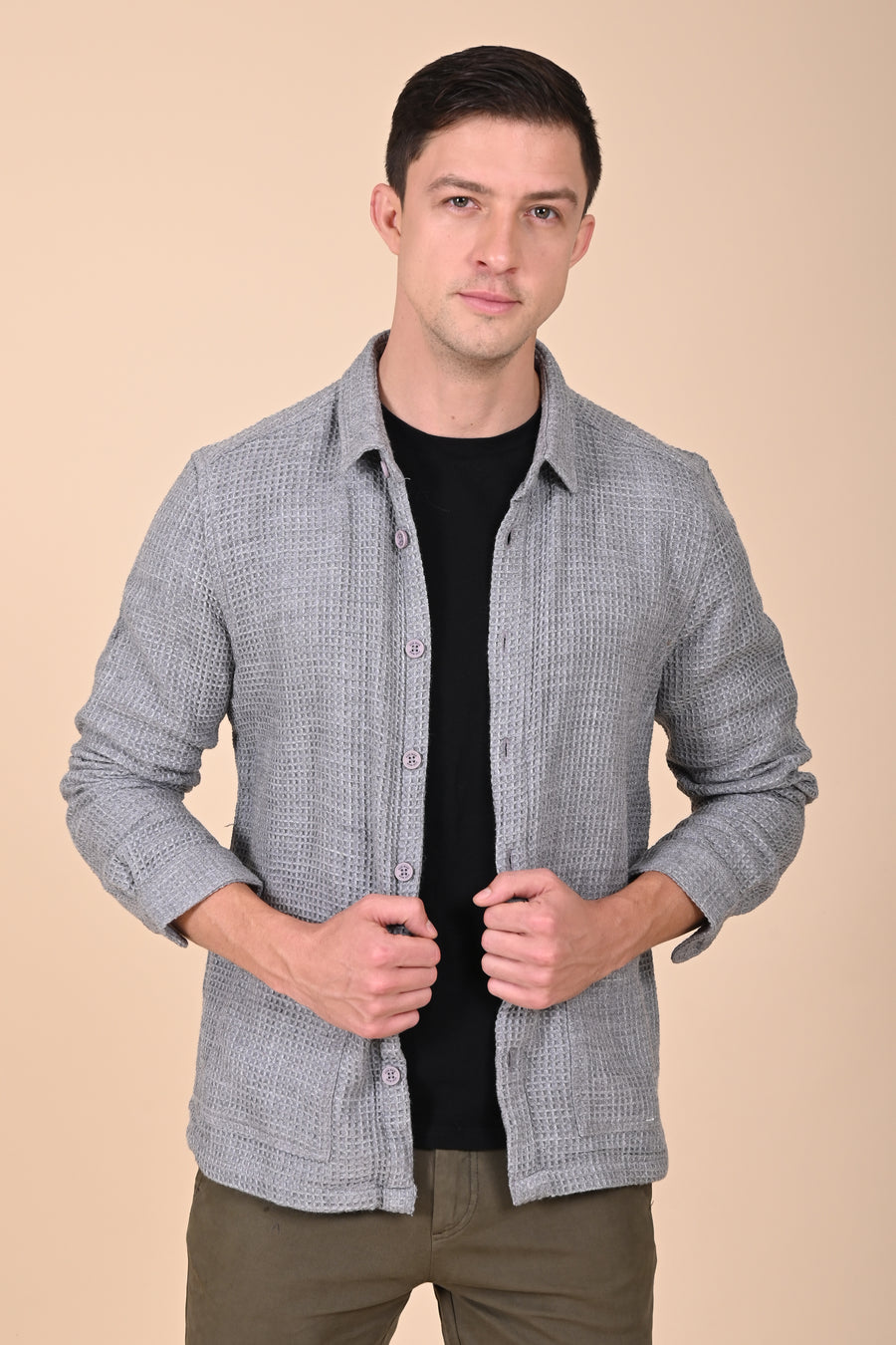 Ultima - Melange Waffle Dobby Jacket - Grey