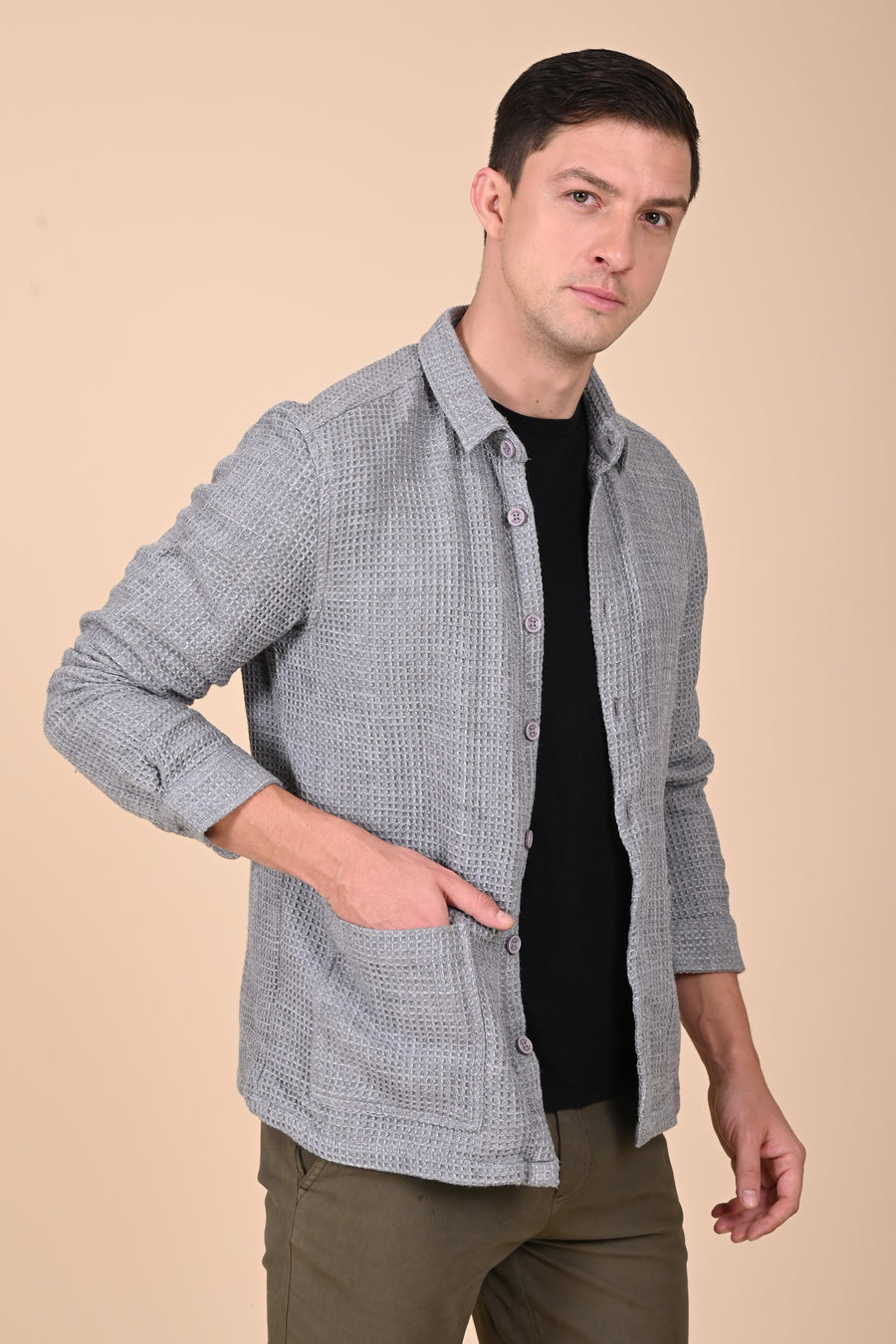 Ultima - Melange Waffle Dobby Jacket - Grey