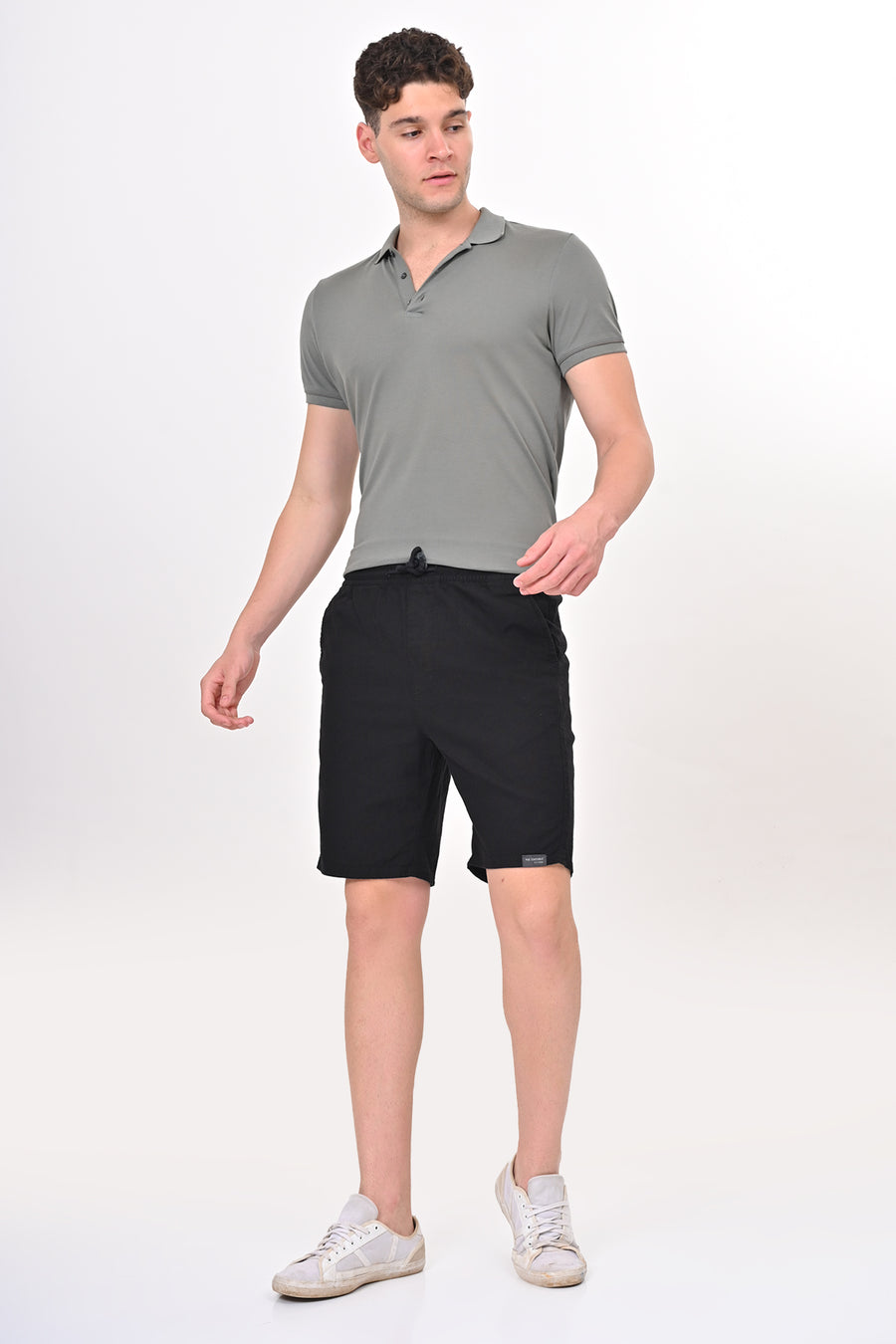 Impel - Cotton Linen Shorts - Black